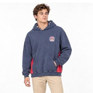 USA Made Hampton Hoodie L Navy Red Star Lined Americana Preppy Heritage AKWA
